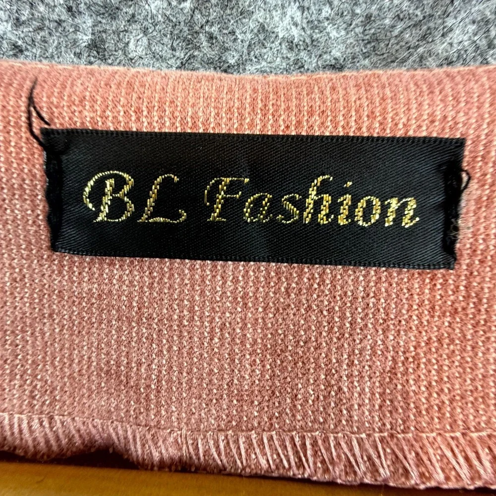 Vintage BL Fashion Sheath Dress Womens Dusty Rose Black Gold Buckle Rhinestone V
